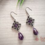 Ръчно изработени обеци Люлякова песен с аметист