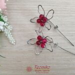 Ръчно изработени обеци Лотусов цвят с червен жадеит